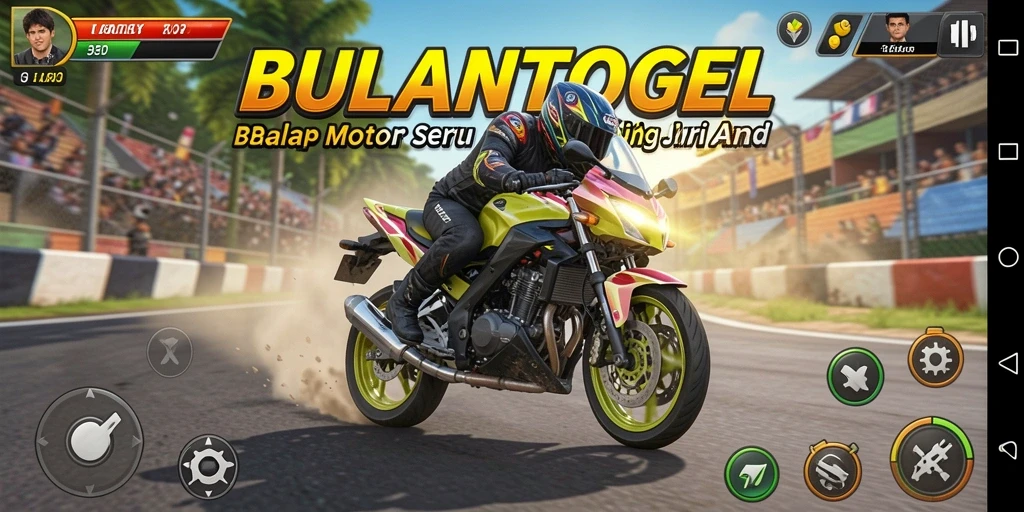 Screenshot dari gameplay seru BULANTOGEL dengan motor balap.