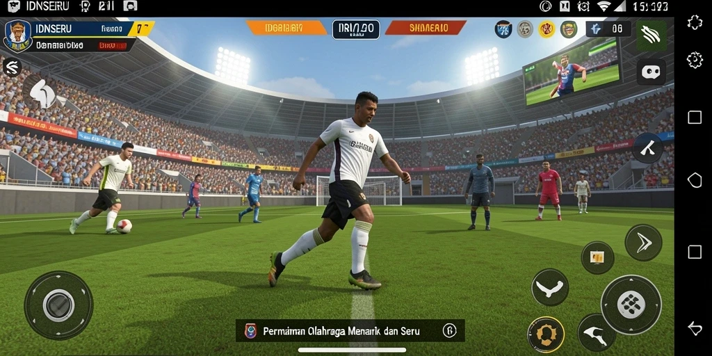 Tampilan screenshot utama IDNSERU dengan aksi olahraga yang mendebarkan.