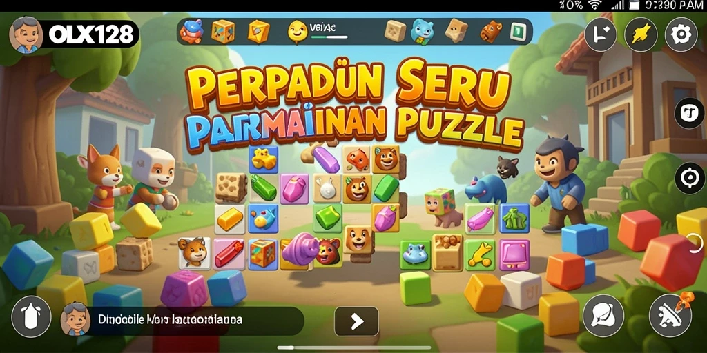 Tampilkan screenshot gameplay OLX128 yang penuh tantangan puzzle.