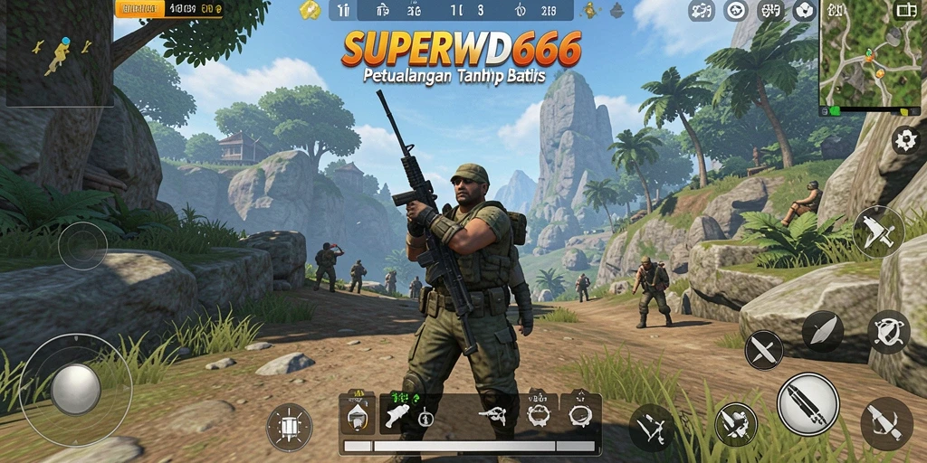 Tampilan gameplay <strong>SUPERWD666</strong> yang menampilkan dunia terbuka yang indah dan menantang.