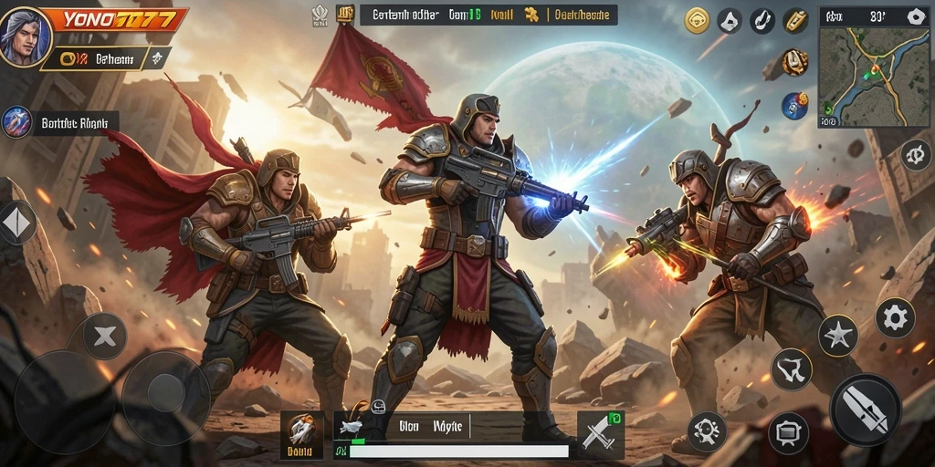 Gameplay YONO777 yang seru dalam pertempuran Battle Royale.